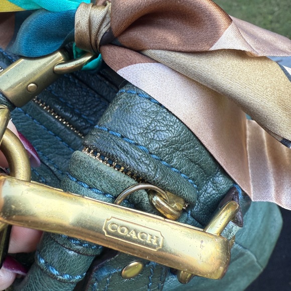 Coach Kristen (14223) Green Leather Hobo Satchel Shoulder Bag (w/twilly)(EUC) - Picture 10 of 17